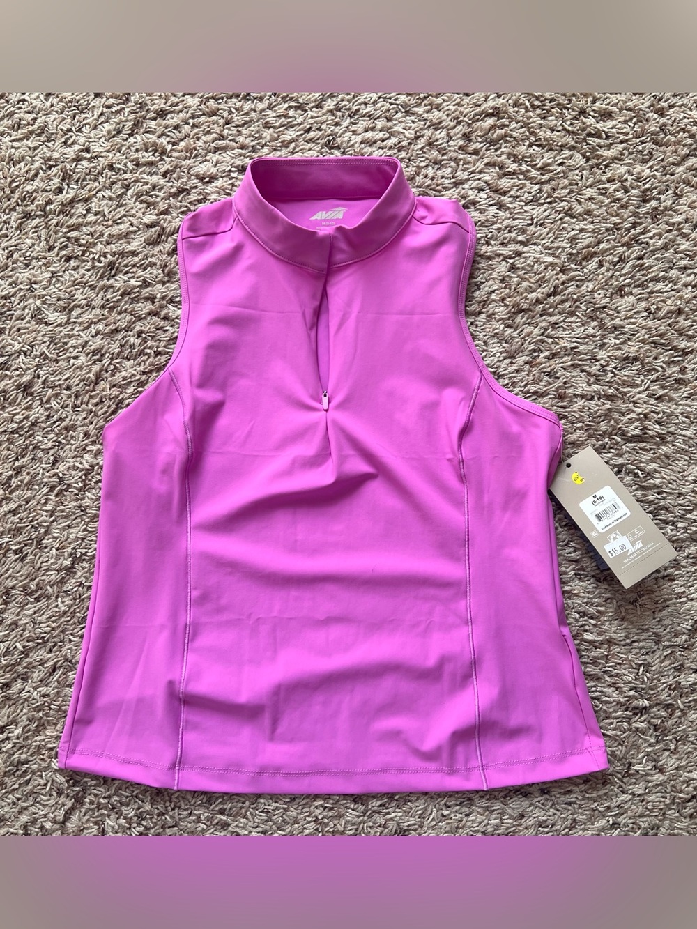 Avia Tricot Half Zip Tank Top Pink/ Lavender Medium